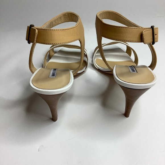 MANOLO BLAHNIK Leather Ankle Strap Sandals 40 Tan - Picture 3 of 5